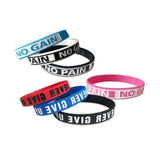 "Never give up"&"No Pain No Gain"Motivational Bracelets
